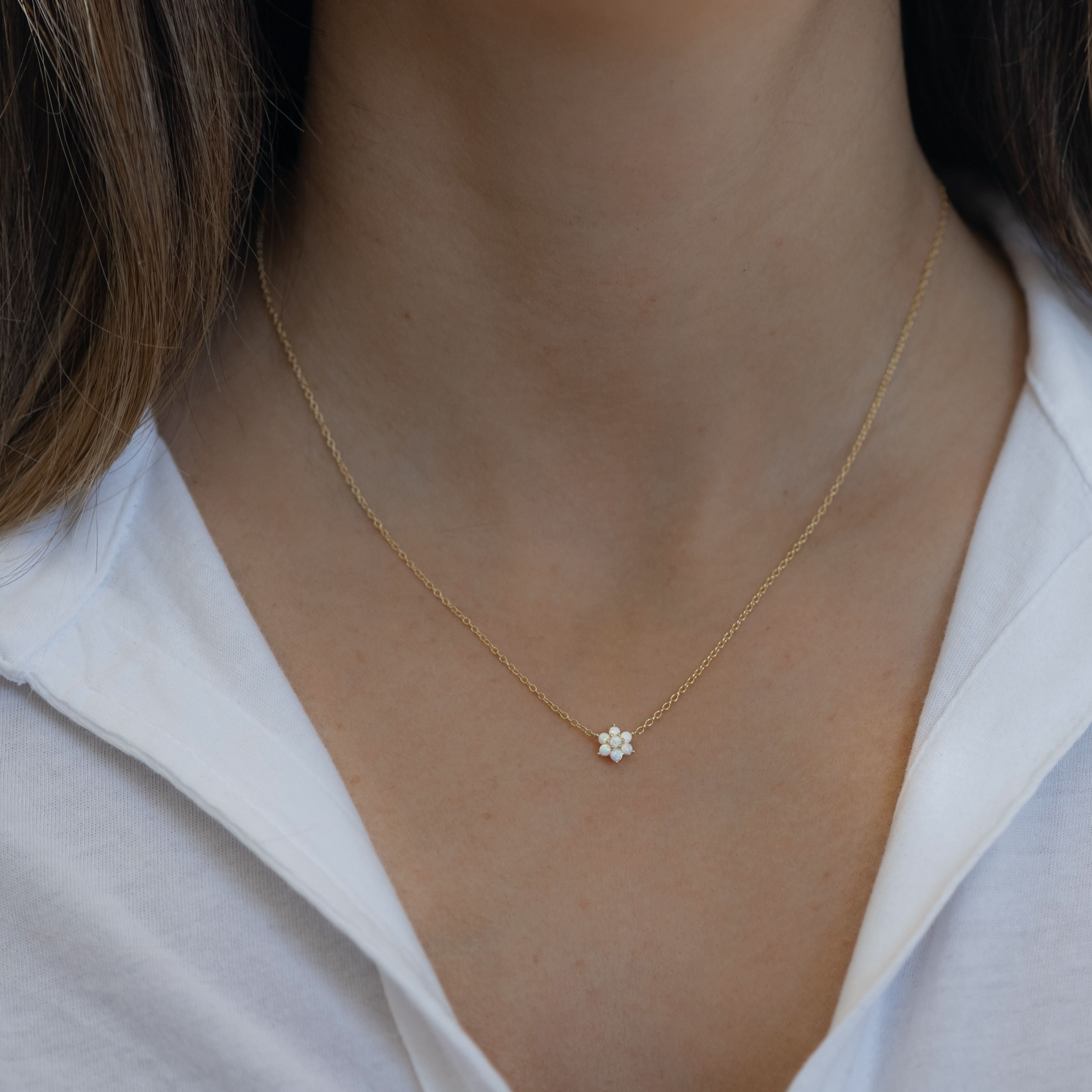 Opal Flower Necklace