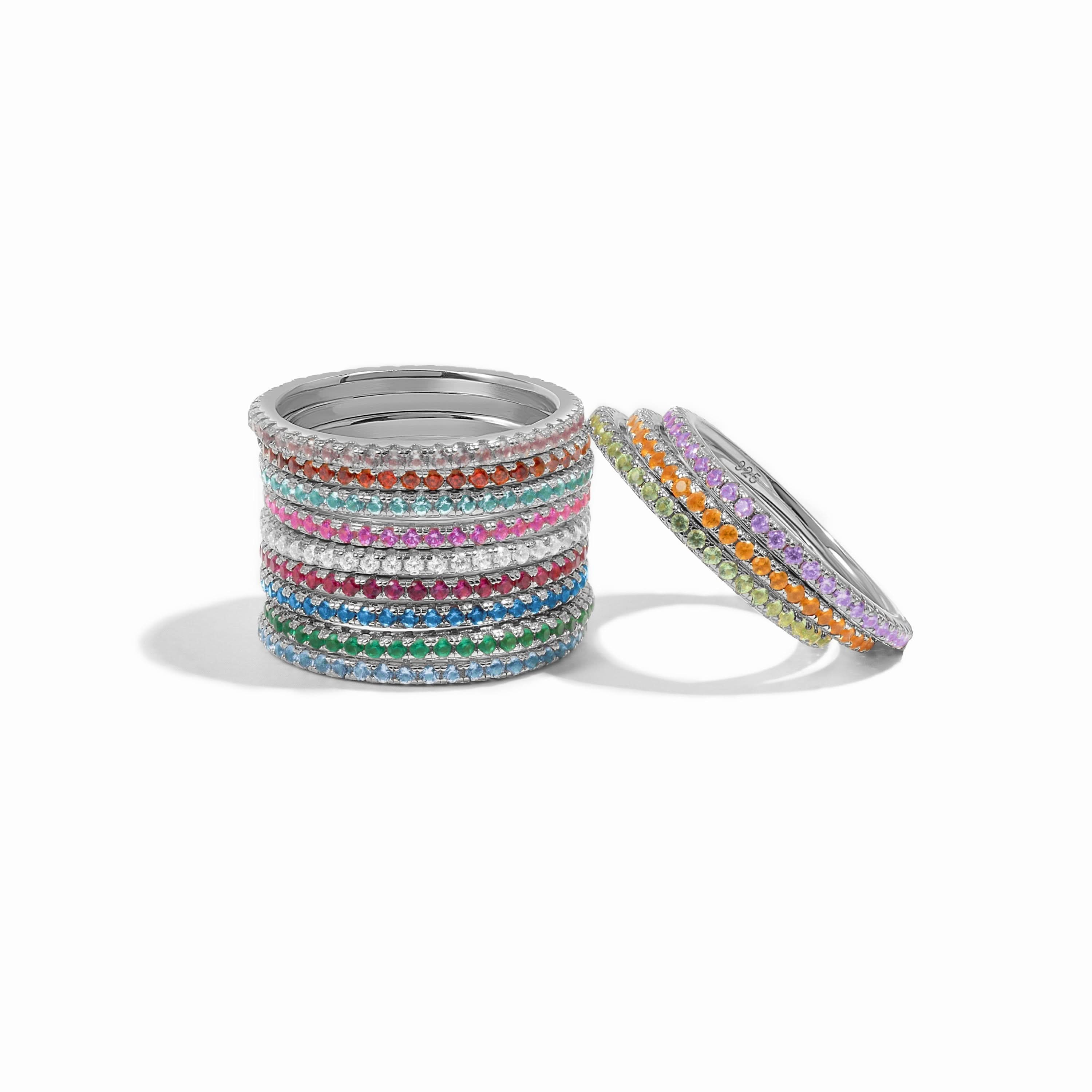 Silver Eternity Birthstone Rings