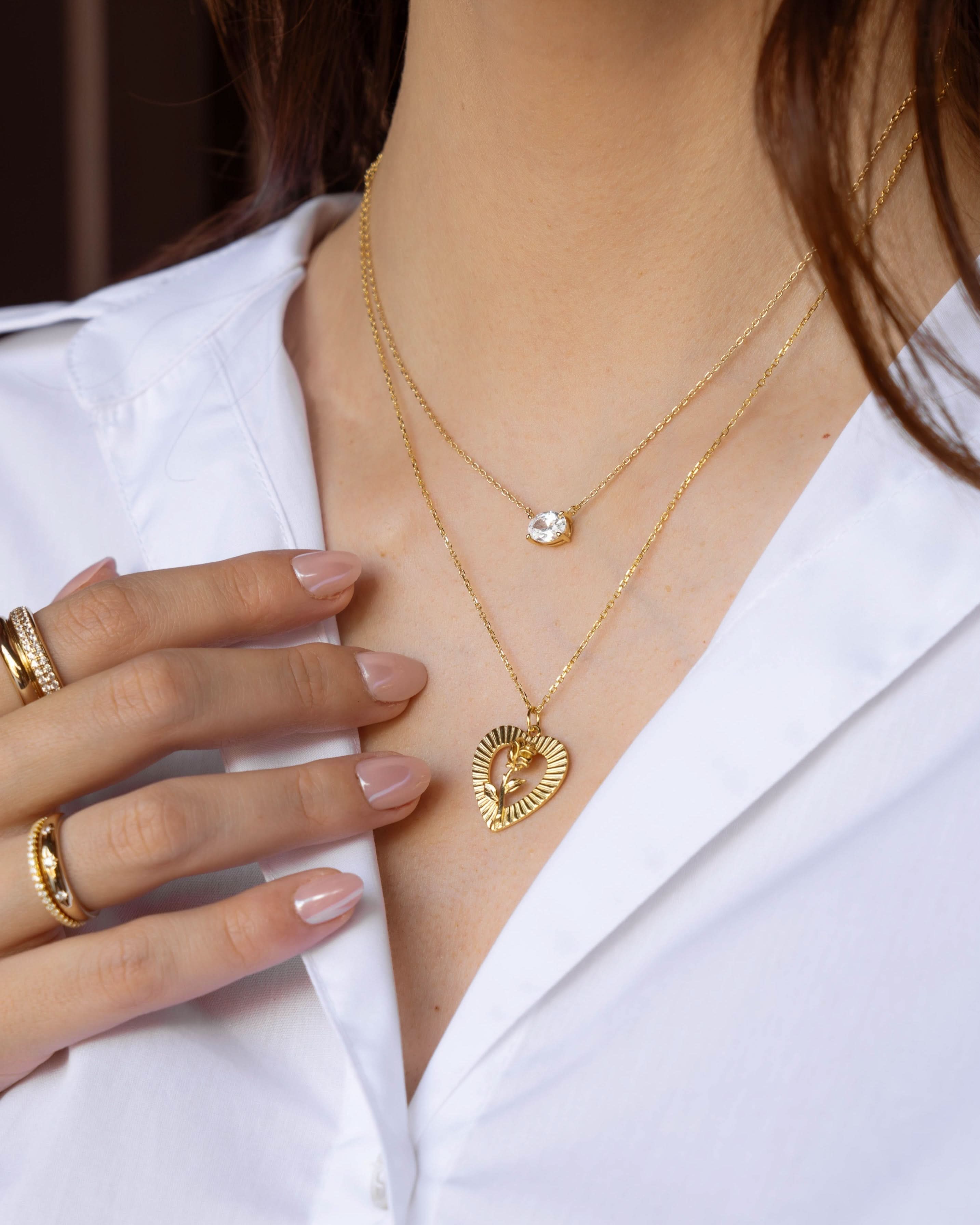 Heart Rose Necklace