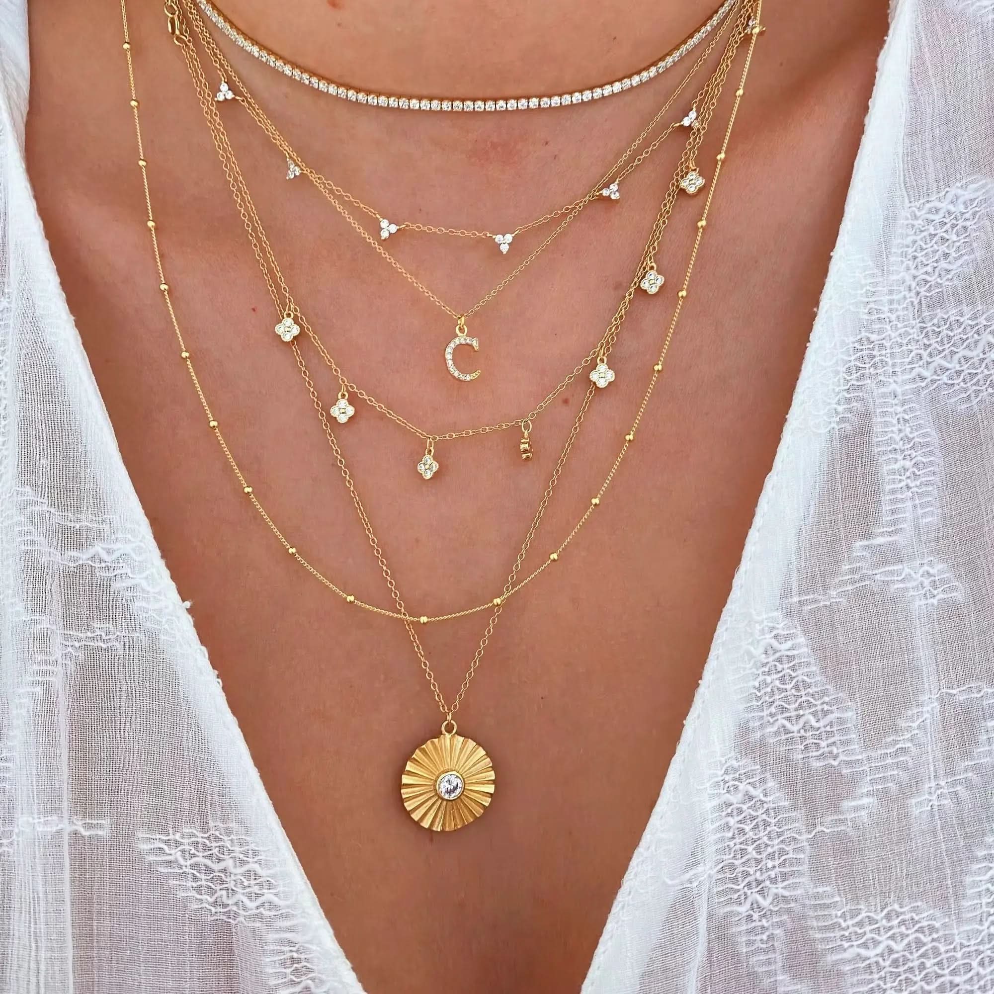 925 Sterling Silver Necklace Trio Diamante