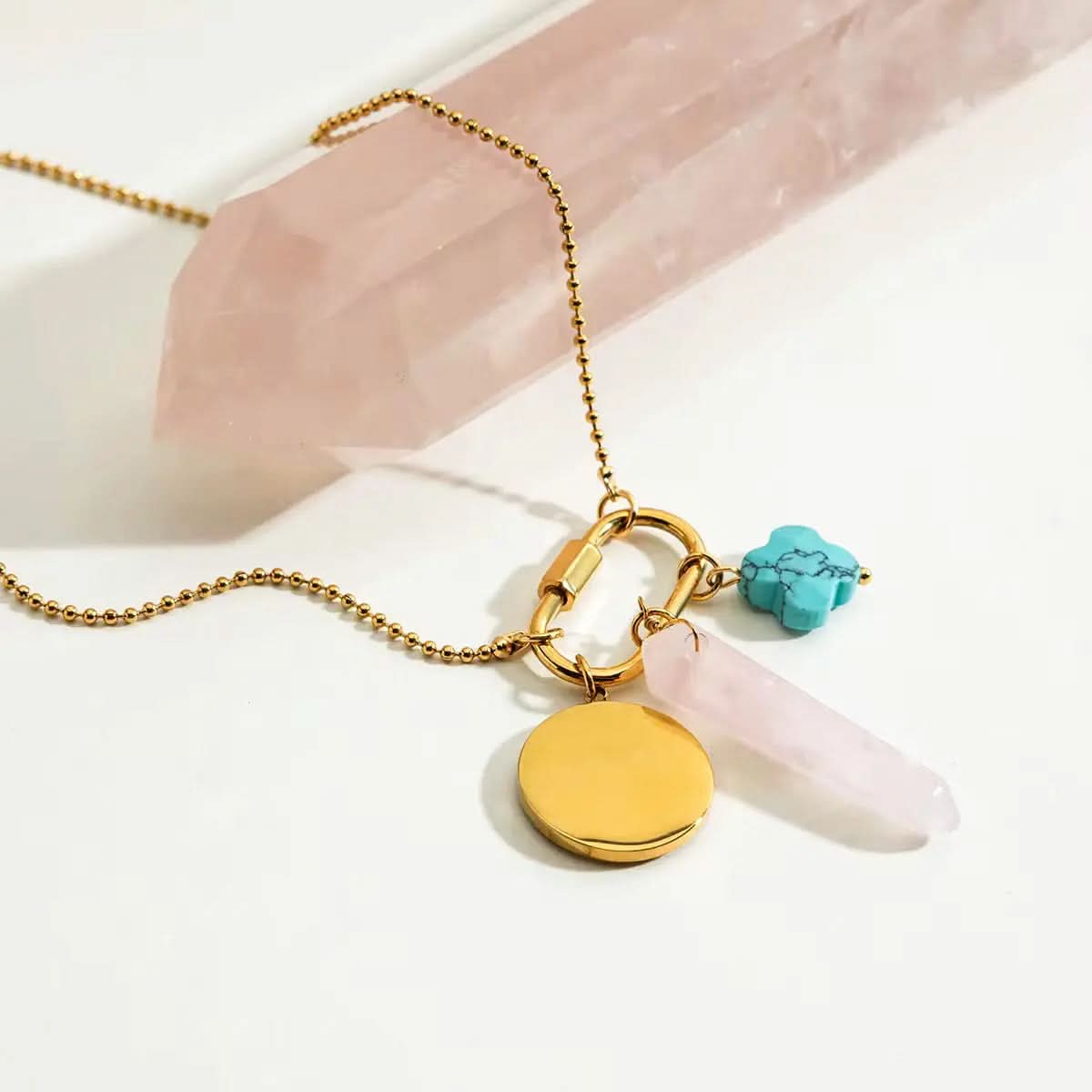 Rose Quartz Clasp Necklace