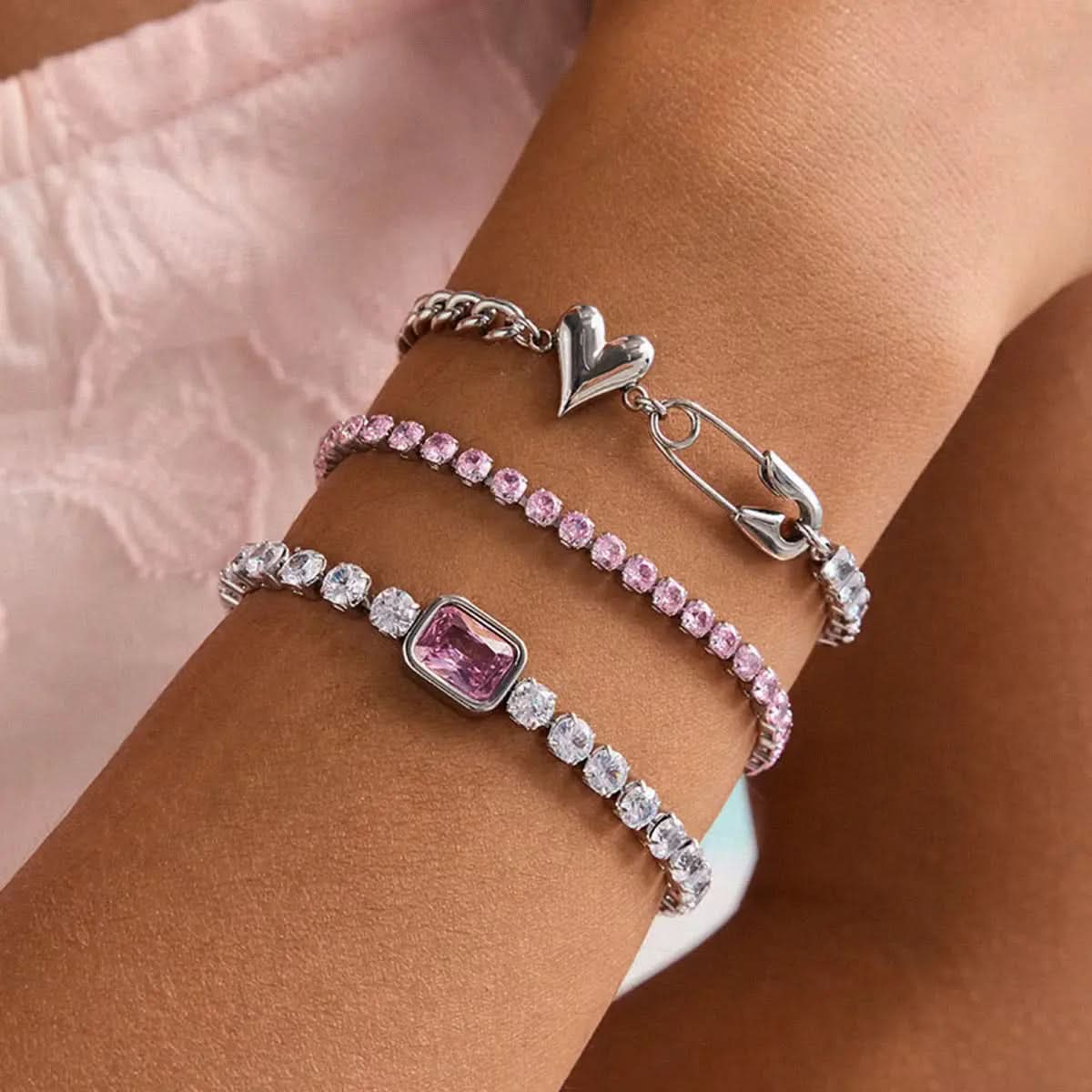 Pink Gemstone Tennis Bracelet