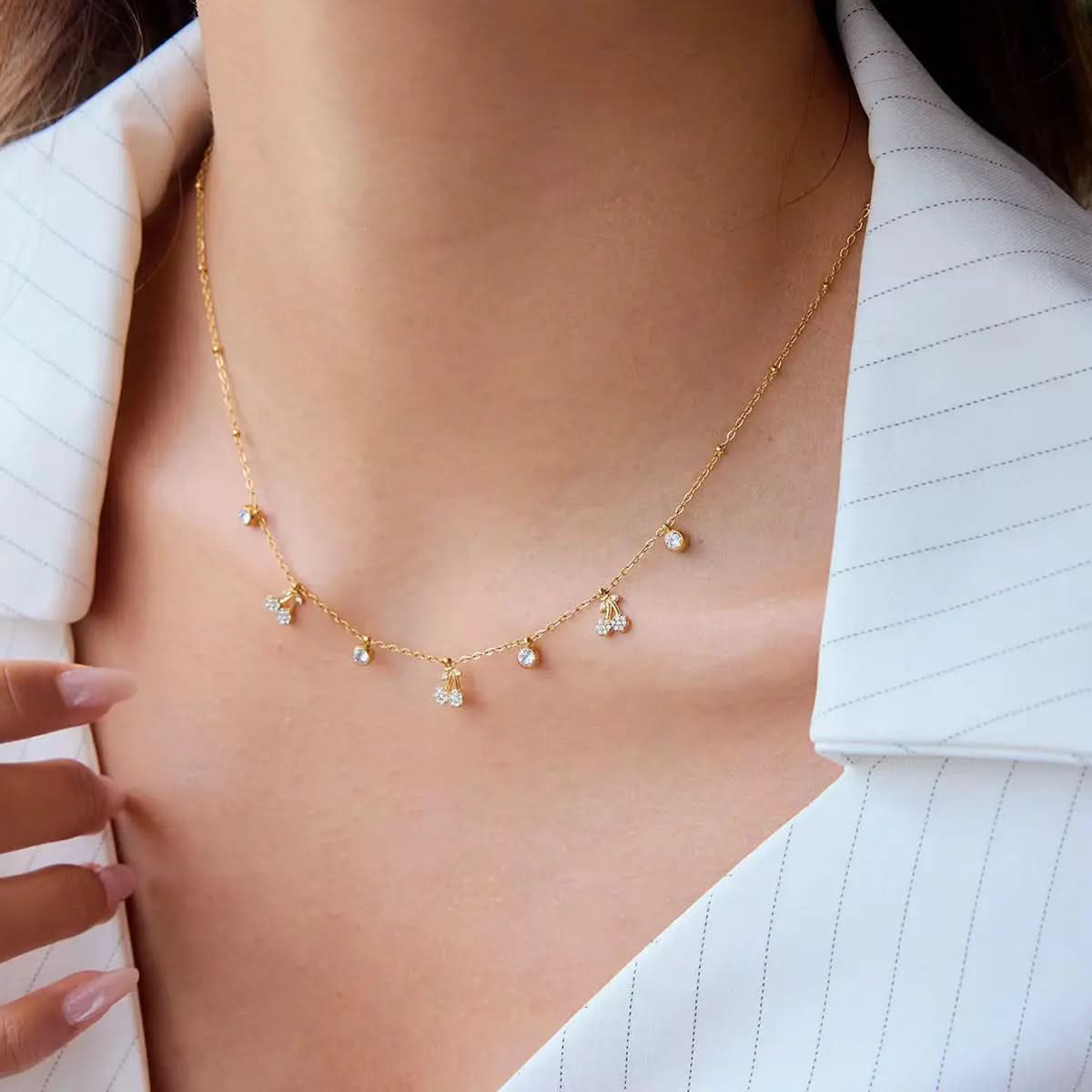 Dainty Cherry Charms Necklace