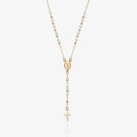 Mary Rosary Lariat Cross Necklace