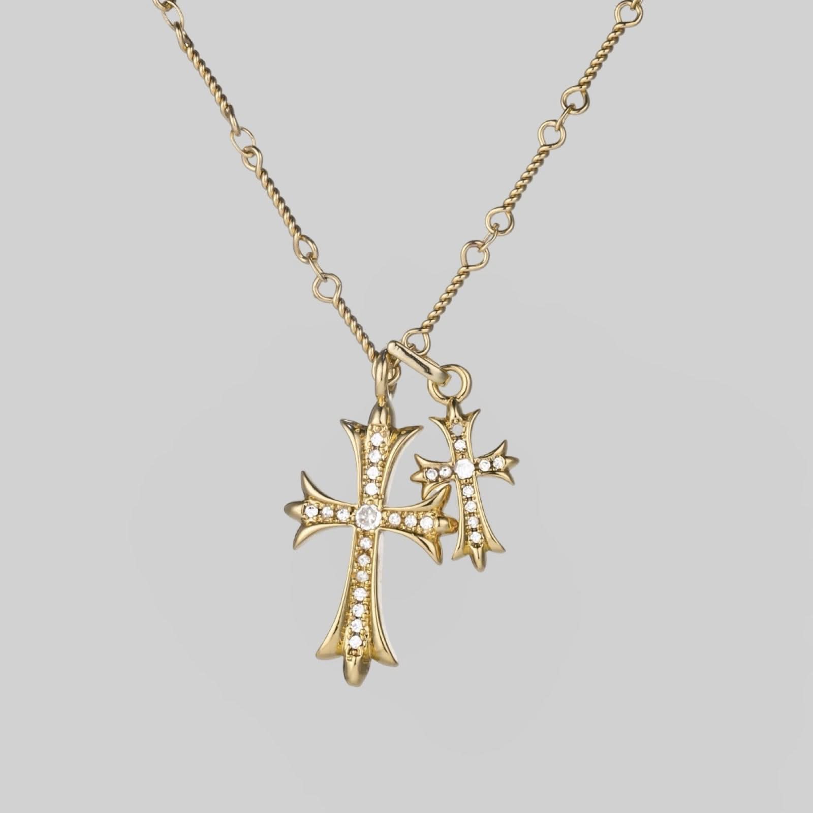 Double Cross Necklace