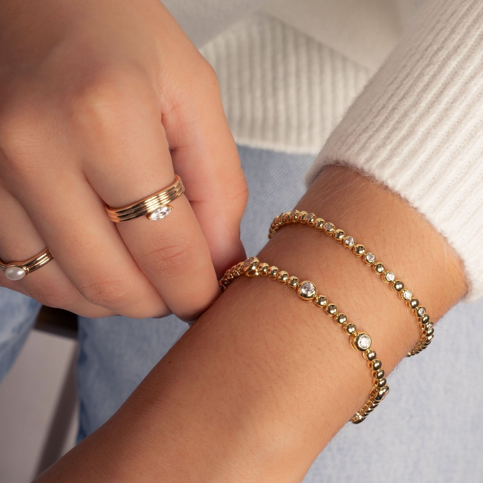 Bead & Bezel Tennis Bracelet