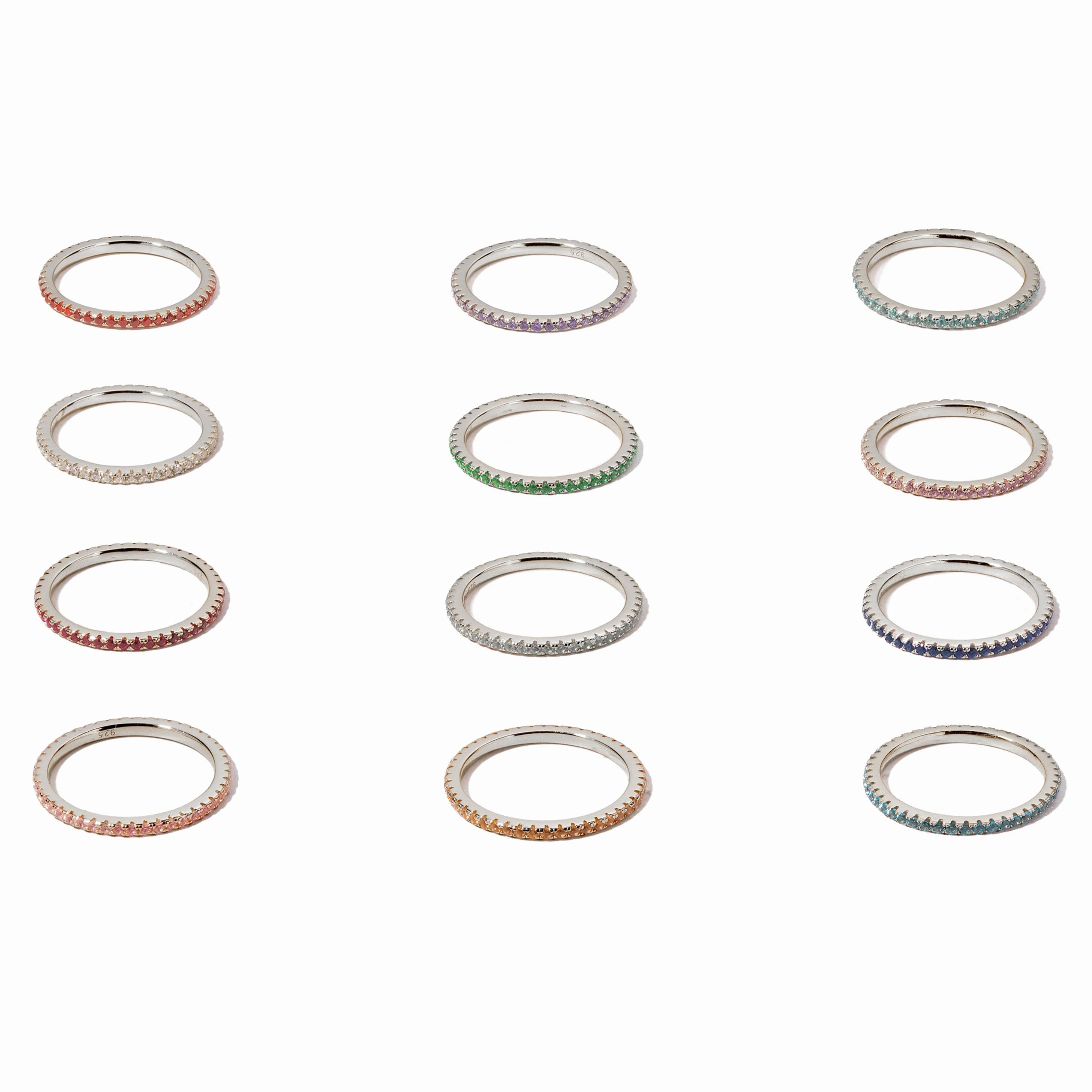 Silver Eternity Birthstone Rings