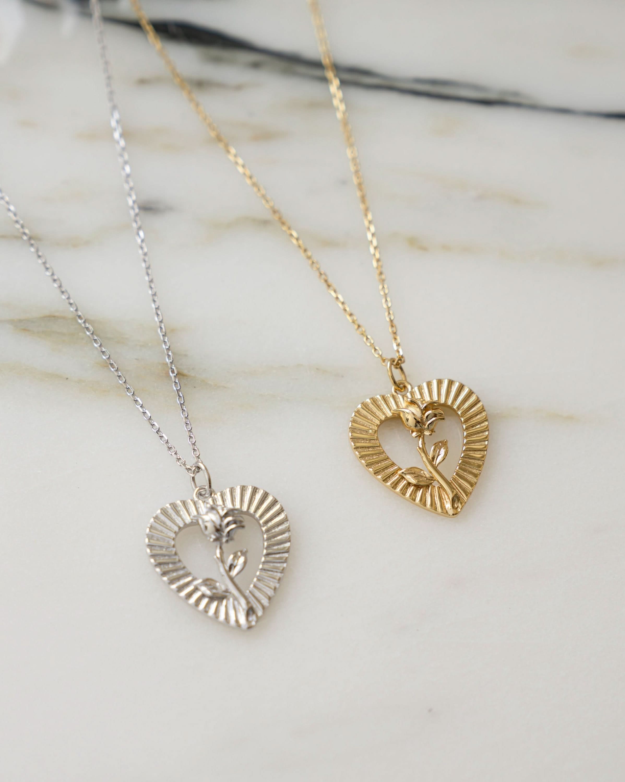 Heart Rose Necklace