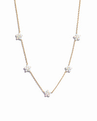 Opal Flower Charm Necklace